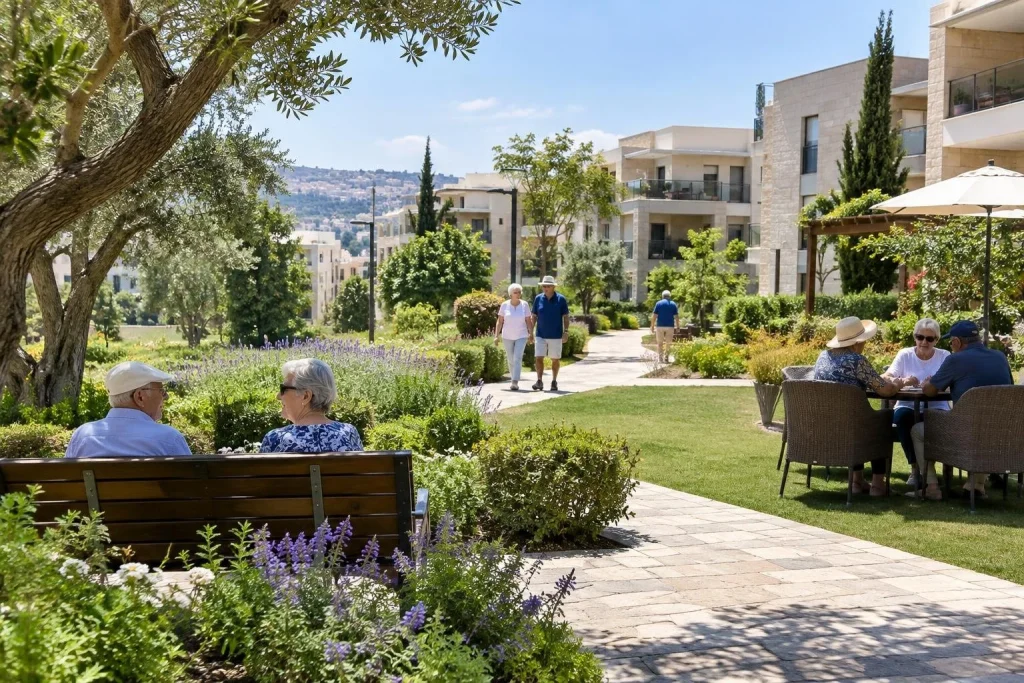 קהילה פנסיונית בישראל עם אנשים נהנים